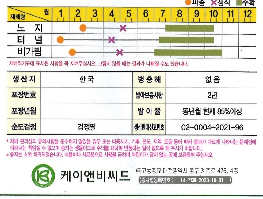 칼탄빠르미 재배적기표